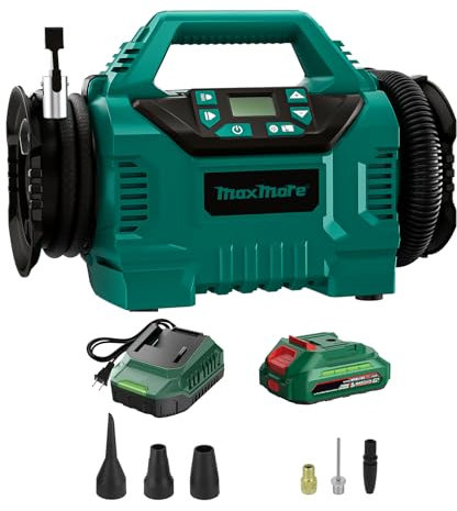 Cordless Tire Inflator Compatible with Makita 18V Battery, 160 PSI Portable High Pressure Air Compressor with 1 X 18V 2.0Ah Battery & Fast-Charging Charger, Digital Gauge, Auto Shut Off, LED Light