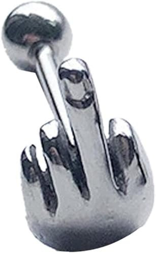 PULABO Acier Inoxydable Moyen Doigt Geste Langue Barbell Stud Piercing Anneaux Bijoux De Corps élégant