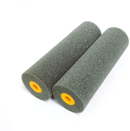 Quercos Pack 2 Ricambio Rullo Vernice - Rullo Schiuma Nero 11 cm Bordo Piatto - Mini Rulli Vernice per lacca all'acqua e solventi. Spugna di ricambio poliestere.