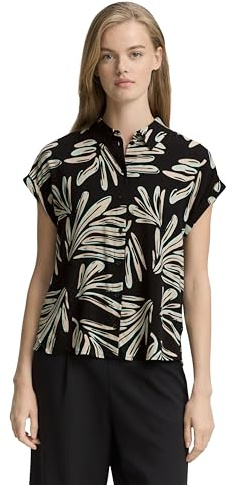Tom Tailor Denim Damen 1046637 Bluse, 37993 - Abstract Black Beige Print, XL EU