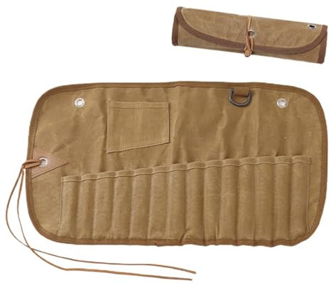 Custodia per posate, custodia per utensili - Borsa per utensili arrotolabile riutilizzabile - Borsa portaoggetti per stoviglie multi-slot da esterno Custodia in tela, organizzatori di posate Rotolo di