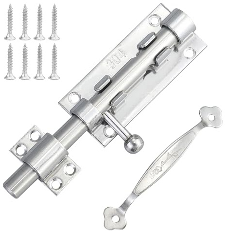 Chiavistello a scorrimento in acciaio inox 304, robusta serratura di sicurezza per porta, spessore e viti di fissaggio per recinzione, capannone, cantina, 16 cm