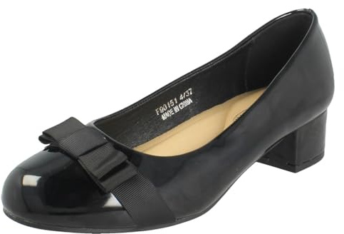 Spot On Ladies Block Heel Formal Wide Fit Court Shoes F9R0151