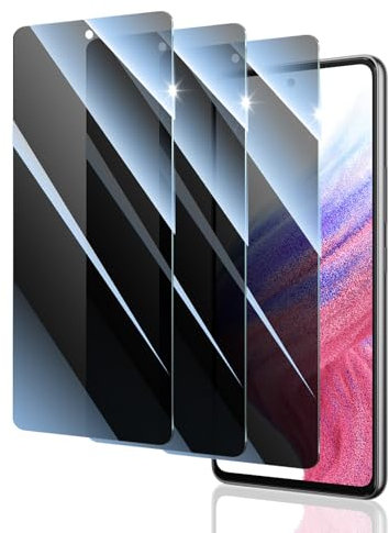 3 Stück Sichtschutz Panzer Schutz Glas für Samsung Galaxy A51/A52/A52S/A53, Anti-Spähen Gehärtetes Glas Schutzfolie, Panzerglas Privacy Panzerfolie Displayschutzfolie, 9H Härte, Anti- Kratzer