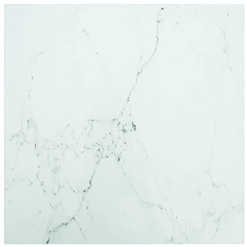 ShGaxin Tischplatte, Schreibtischplatte, Table Top, Schreibtisch Platte, Dekorplatte, Weiß 60x60 cm 6 mm Hartglas in Marmoroptik
