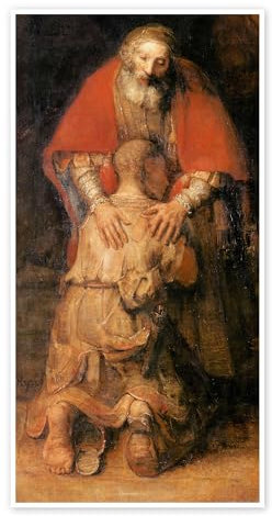 Posterlounge Rückkehr des verlorenen Sohnes (Detail) Poster von Rembrandt van Rijn 40 x 80 cm Braun Wandbilder Wanddeko