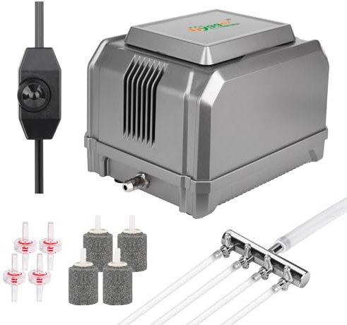 hygger Fish Tank Air Pump,870L/H 10W Silent Aquarium Air Pump,Powerful 4 Outlets Oxygenator Air Pump Up to 2200L Aquariums