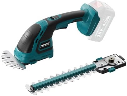 KIESBOHR Cesoie per erba e tagliasiepi 2 in 1, compatibili con batteria Makita da 18 V, CSL303, piccole forbici per erba e arbusti, ideali per lavori di giardinaggio compatti (senza batteria e
