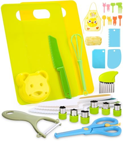 Azyvum Kit Couteau sécurité de Cuisine pour Enfants - 32 Pièces Couteau Enfants pour couper et cuire des fruits ou légumes | Couteau Enfant qui ne Coupe pas, Couteaux enfants à partir de 2 ans