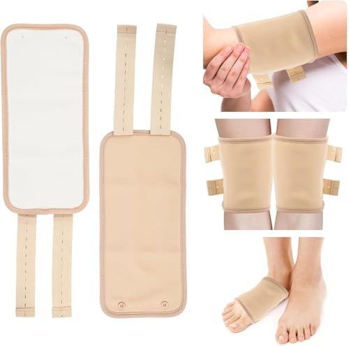 Zcbzbn 2 StüCk RizinusöL-Packs FüR Knie, Wiederverwendbare RizinusöLpackungen, Bio-RizinusöL-Packs Verstellbare Riemen, Waschbar Und Auslaufsicher Packungen FüR Knie, Ellenbogen, Arme, Gelenke