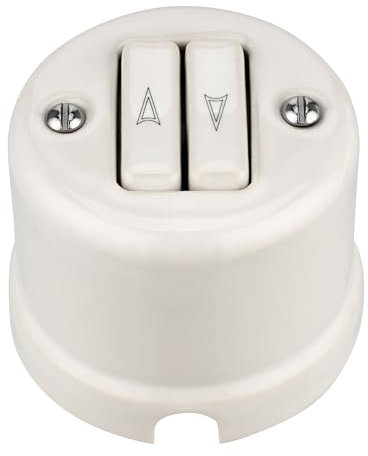 Double bouton poussoir rétro en porcelaine - Tout-en-un - Série QR1 - Blanc