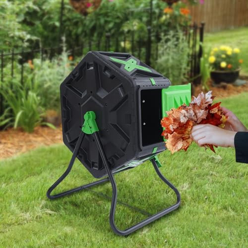 Mini composteur rotatif 70 l/15,4 litres - Mini bac à compost rotatif à chambre unique pour jardins, balcons, cours (hexagonal)