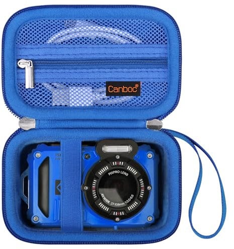Canboc Carrying Case for Kodak PIXPRO WPZ2 Rugged Waterproof Digital Camera, Mesh Pocket fits USB Cable, Blue (Case Only)