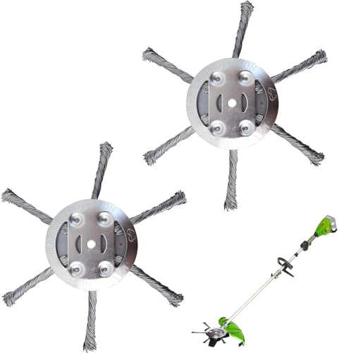 2 piezas de alambre de acero cortacésped, Cabezal de alambre de acero para cortacésped de gasolina,cepillo para desbrozadora,accesorio para cortacésped para eliminar malas hierbas, musgo