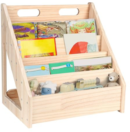 XUANYU 6 Niveaux Bibliothèque pour Enfant, Étagère à Livres, Étagère de Rangement Jouets pour Enfants, Meuble de Rangement pour Chanbre d'Eanfant, Bureau, Salon (Bois 42 * 30 * 42 cm)