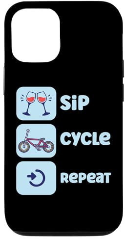 Sip Cycle Repeat Wein und Fahrrad Fahrrad Radfahrer Hülle für iPhone 12/12 Pro