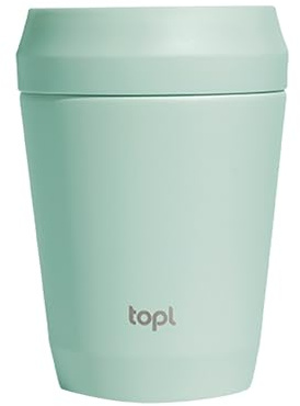 TOPL to Go Coffee Cup – Insulated Travel Coffee Mug with 360° Leak‑Safe Lid, Stainless Steel Coffee Tumbler for Hot/Cold, Spill‑Resistant, BPA‑Free - Mint, 8 oz