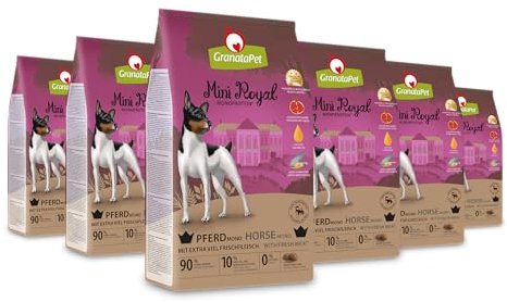 GranataPet Mini Royal Pferd Mono, Monoprotein-Trockenfutter für Hunde, Hundefutter ohne Getreide & ohne Zuckerzusatz, Alleinfuttermittel für ausgewachsene Hunde, 6 x 1 kg