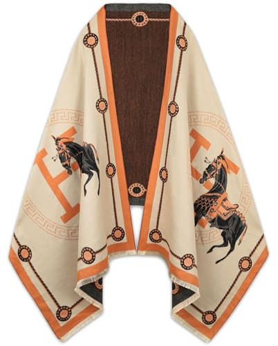 Aurolran Scarfs for Women Pashmina Silky Shawl Wrap for Evening Dressing Blanket Open Front Poncho Cape