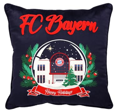 FC Bayern München I Samtkissen I Sofakissen I Dekokissen Winter 40x40 cm I Fanwelt I Navy