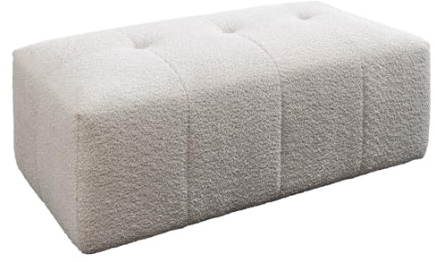 Riess Ambiente Hocker ROYAL 118cm - Champagner beige - Bouclé Ziersteppung | hochwertige Verarbeitung, vielseitig kombinierbar, langlebige Verarbeitung, stabile Konstruktion, Ablagefläche