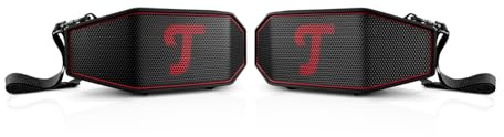 Teufel ROCKSTER Cross 2 Stereo Speaker Set Tragbarer Bluetooth Lautsprecher | für drinnen und draußen, mit langer Akkulaufzeit bis 38 Std, IPX5 Strahlwassergeschützt - Black & Red