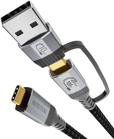 HOTUTUKI usb a to usb c cable 1M Multi Functional 2in1, type c charger,20Gbps High Speed data transfer,4K@60Hz UHD Video 5A/100W usb-c Cord Compatible with Thunderbolt 3/4, Braided