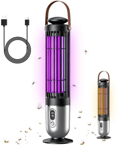 LKGosling Fly Zapper, 2000V Rechargeable Fly Killer with 4000mAh Battery | USB C Cable Stand Base, Dusk to Dawn Sensor, Safe & Silent Electric Fly Zapper for Indoor Outdoor