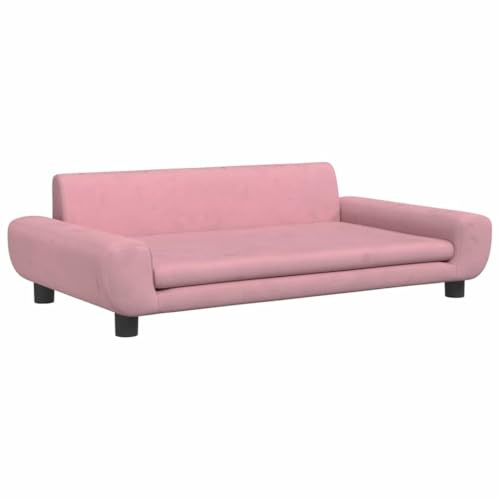 HFXHIJXQ Hundesofa Rosa 100x54x33 cm Hundebett Samt Tierbett Sofa für kleine Hunde und Katzen weich gepolstert mit stabilem Holzrahmen Kiefernholz Traglast 50 kg