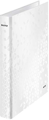 Leitz WOW Ringbuch für bis zu 230 Blatt, A4, 2 D-Ring Mechanik, 40 mm Rückenbreite, Perlweiß, 42410001