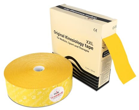 Nasara Original Kinesiologie Physio XXL Tape für Sport und Medizin, Rollengröße 5cm x 32m, Gelb