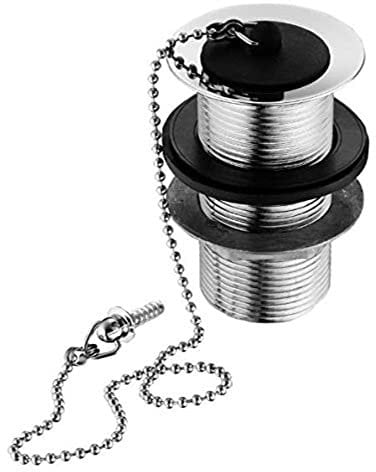 Merriway BH04443 32mm (1.1/4 inch) Unslotted Basin Waste with Plug and 10 inch Chain, Chromed