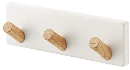 Yamazaki 3194 Tosca Crochet magnétique pour Outils de Cuisine, Blanc, Acier/Bois, Minimaliste, 16.5 x 4 x 5 c m