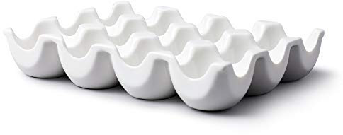 WM Bartleet & Sons 1750 Traditional Porcelain Storage Box/Tray for The Fridge or Kitchen Worktop – White, 12 Egg Slots
