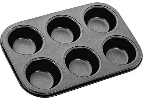 Stellar Bakeware Non-Stick Cupcake/Muffin Tin with 6 Cups, Dishwasher Safe, Cup Size 6.5cm x 3cm, Oven Safe to 240C