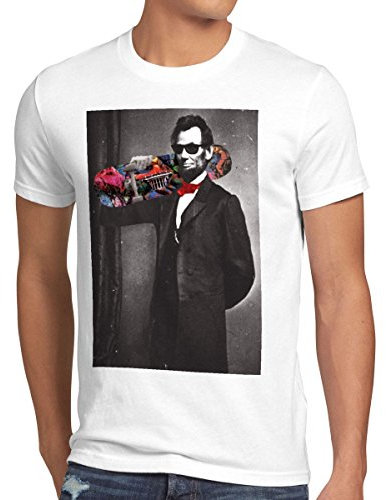 style3 Skater Abe T-Shirt Herren Abraham Lincoln, Größe:XL;Farbe:Weiß