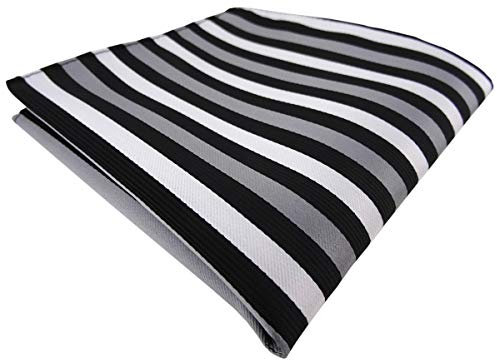 TigerTie Designer Einstecktuch in silber grau schwarz gestreift - Tuchgröße - Gr. 25 x 25 cm