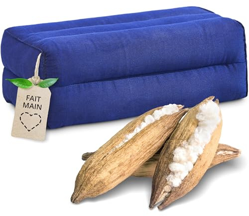 livasia Block Yogakissen eckig einfarbig modern - 17x34x12cm - Meditationskissen Kapok, Stützkissen Bolster rechteckig, Yoga Pilates Zubehör Nackenkissen, Thaikissen handgefertigt