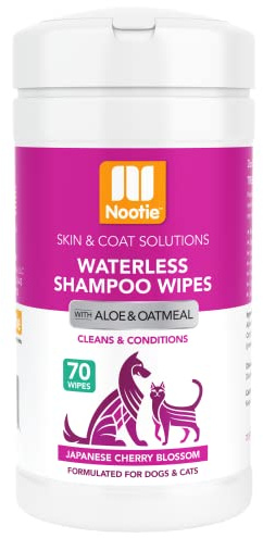 Nootie Waterless Shampoo Wipes for Dogs & Cats - Cherry Blossom, 70 Pack | 70 Ct, sold in 10,000+ vet clinics & pet stores, made in USA