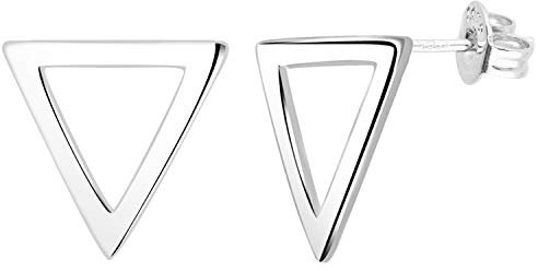 LÖB Damen GEO Ohrstecker Ohrringe 925 Sterling Silber mit Dreieck Filigran Minimalistisch Groß Triangle