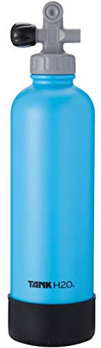 TankH2O Scuba Tank Vacuum Insulated Water Bottle: Great Gift and Accessory for Scuba Divers | Holds 700mL | Food-Grade Stainless Steel Bottle, BPA-Free Cap, Silicone Boot (blue)