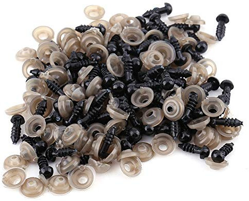 Walfront 100pz 6mm Occhi di Sicurezza Nero Bambola Occhi di Sicurezza Occhi di Plastic con Rondella per Orsacchiotti Giocattoli di Feltro(6mm)