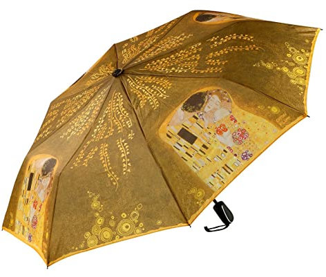 Goebel 67-060-98-1 Gustav Klimt Der Kuss - Taschenschirm aus Textil, mehrfarbig, 5 x 5 x 24 cm, Durchmesser von 98 cm