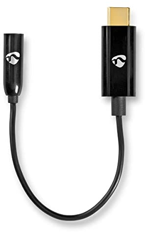 USB Adapter | USB 3.2 Gen 1 | USB-CT Male | 3.5 mm Female | 0.15 m | Round | Nickel Plated | PVC | Black | Box