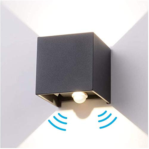 INHDBOX 12W Wandleuchte mit Bewegungsmelder Aussen/Innen LED Wandbeleuchtung, Neutralweiß Wasserdicht Verstellbare Aussenlampe, LED Wandleuchte Sensor für Garten/Flur/Weg (Anthrazit)