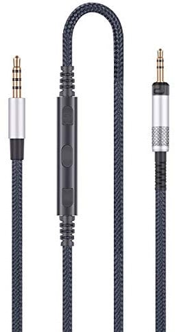 Cavo di ricambio audio compatibile con Audio Technica ATH-M50x, ATH-M40x, ATH-M70x, cavo audio con microfono in linea e telecomando del volume, compatibile con iPhone, iPod, iPad, Apple.