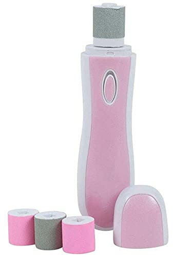 Bakaji Lima Limetta Elettrica Lucida Unghie Mani e Piedi Donna Fresa Manicure Design Penna Portatile a Batteria con 4 Testine Intercambiabili per Limare e Lucidare Colore Rosa
