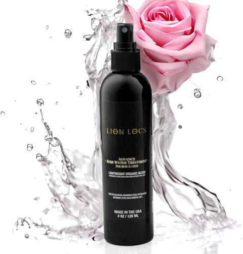 Lion Locs Rosewater Spray with Aloe, Essential Oils, Vitamins, and Glycerin | Organic Conditioner Spritz for Skin, Dreads, Dreadlocks (4oz)