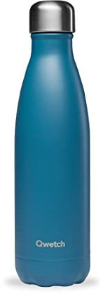Qwetch - Bouteille Isotherme Matt Bleu Canard 500ml - Gourde Nomade Inox - 24h Froid et 12h Chaud - Etanche, Sans BPA & Réutilisable - Gourde isotherme pour Sport, Voyage, Bureau, Randonnée