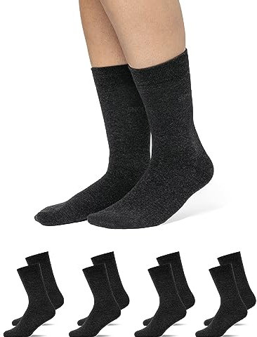 Snocks 4er Set Business Socken für Herren – Herrensocken mit atmungsaktiver Baumwolle ohne drückende Naht - Größe 39-42 - Farbe Grau